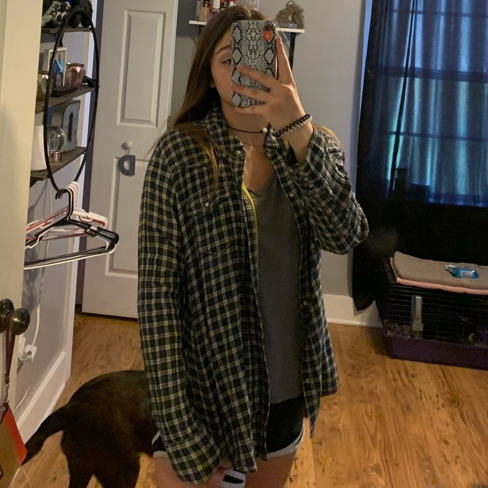 Navy Blue & Yellow Flannel